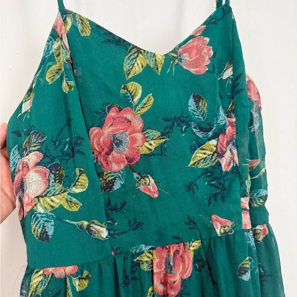 Teal Green Floral Maxi Dress - Picture 4 of 7